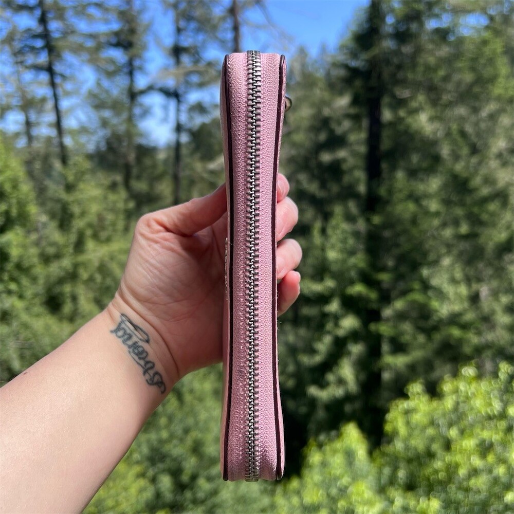 COACH Long Zip-Around Wallet PINK Pebble Leather with Silver Hardware AUTHENTIC - Picture 7 of 11